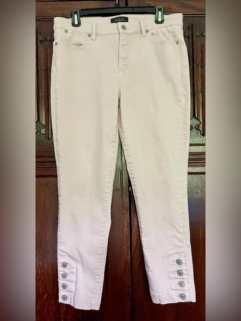 Talbots Flawless Five-Pocket Pale Pink Ankle Button-Hem Jeans Size 10